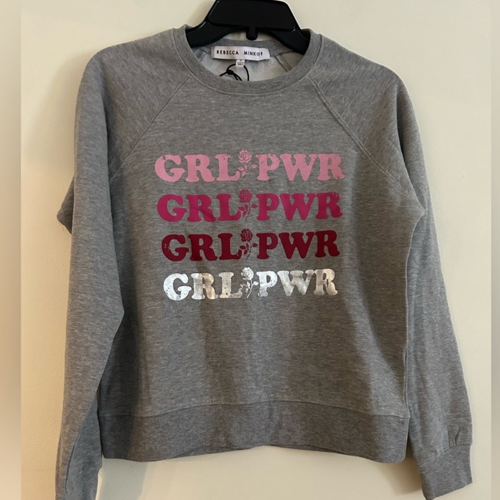 NWT Rebecca Minkoff Grl Power Grey Sweatshirt, size small